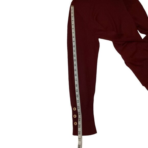 Joseph A Sweater Pullover Turtleneck Maroon Windsor Wine Faux Button Cuff Large - Picture 7 of 8